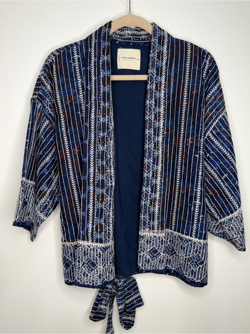 NWT LUCKY BRAND Quilted Indigo Kimono